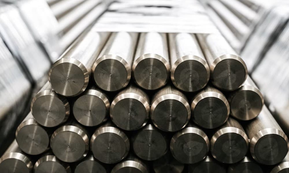 zinc bars, a common base metal, stacked in close-up view